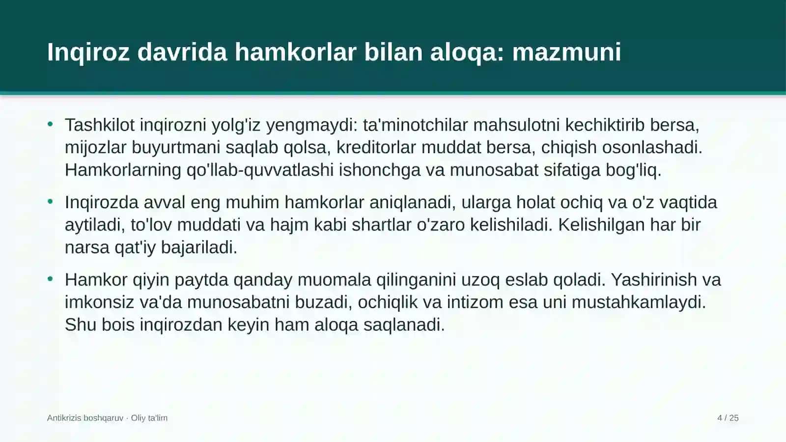 buxgalteriya xizmatlarida inqiroz davrida hamkorlar bilan munosabatlarni saqlash 3444 4