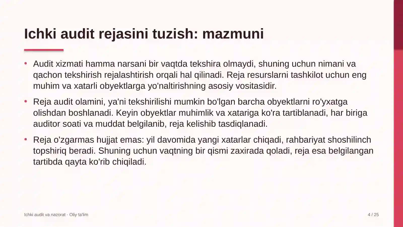 sholichilikda ichki audit rejasini tuzish 7439 4