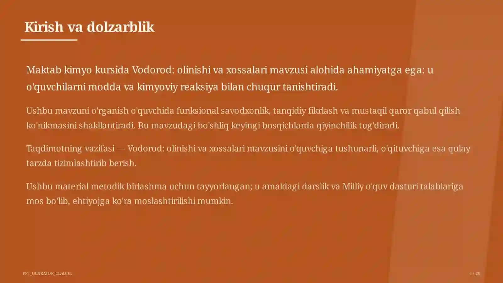 Vodorod: olinishi va xossalari (7-sinf) 4