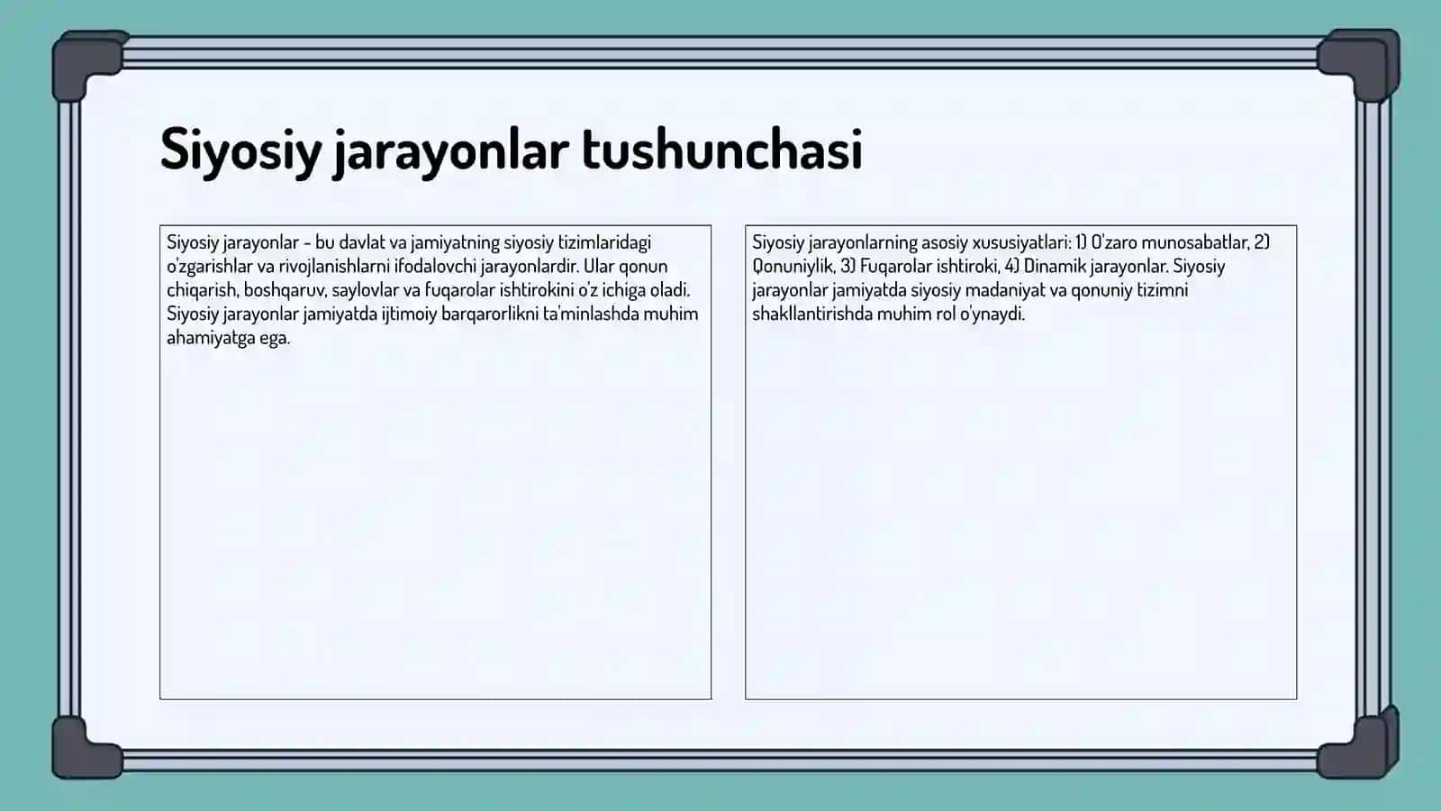 Ijtimoiy jarayonlar va siyosiy jarayonlar tushunchalarining 4