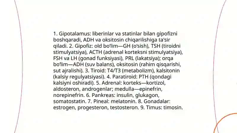 Gormonlar. Gormonlar almashinuvi va klassifikatsiyasi 4