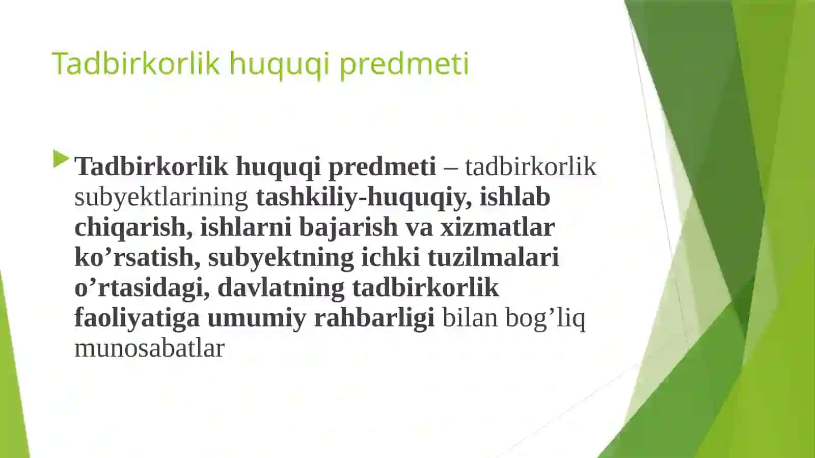 Tadbirkorlik faoliyatining tashkil qilinishi 4