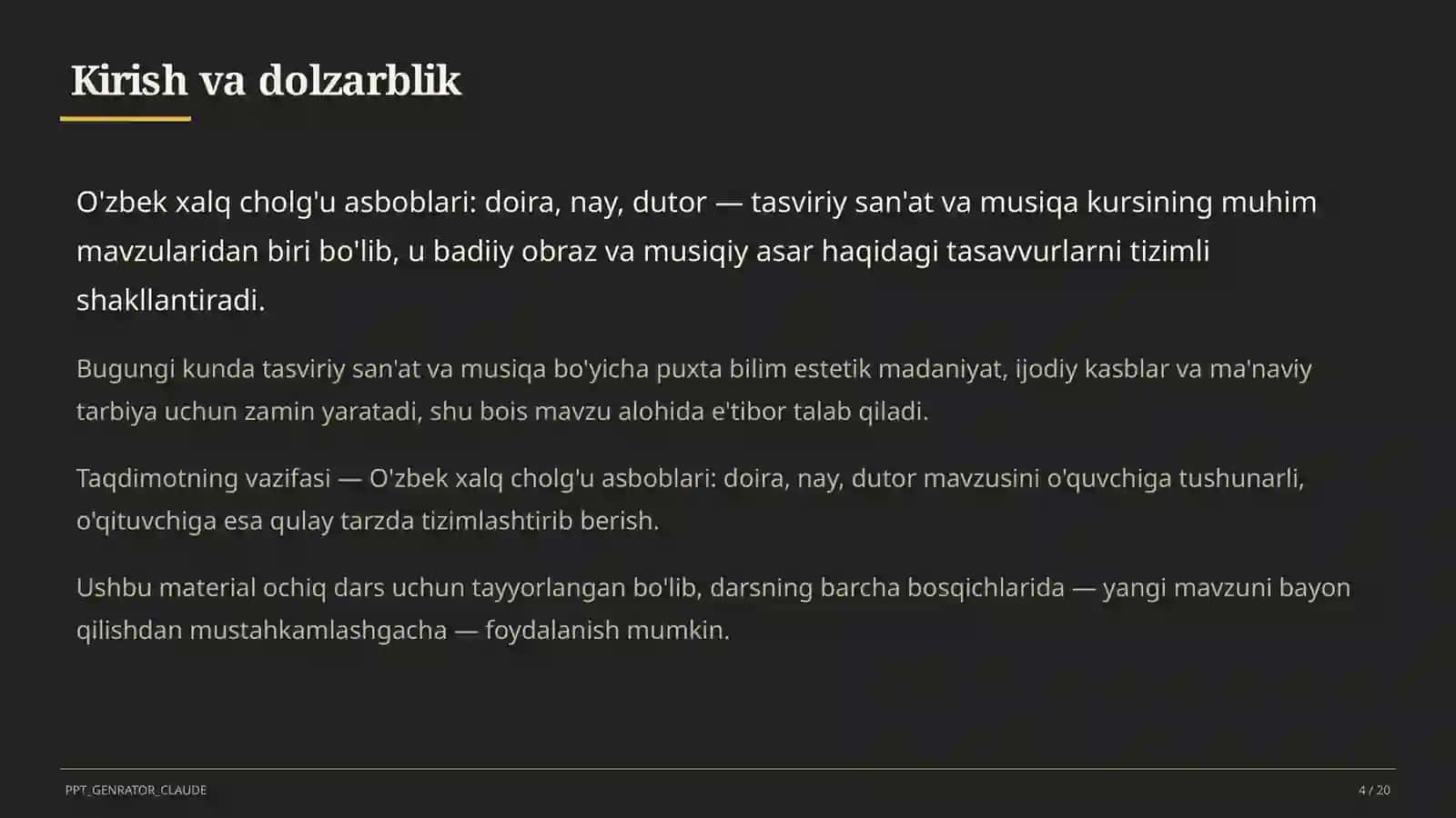 O'zbek xalq cholg'u asboblari: doira, nay, dutor (2-sinf) 4