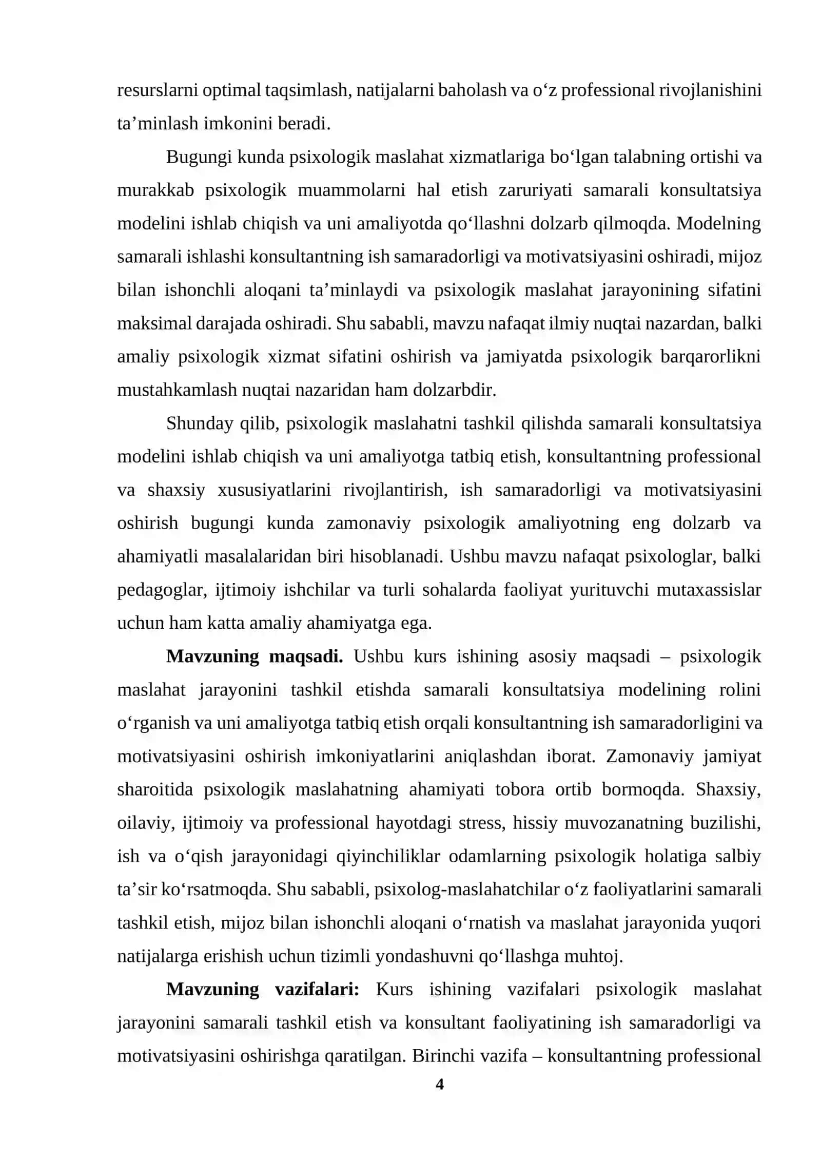 PSIXOLOGIK MASLAHATNI TASHKIL QILISHDA SAMARALI KONSULTATSIYA MODELI 4