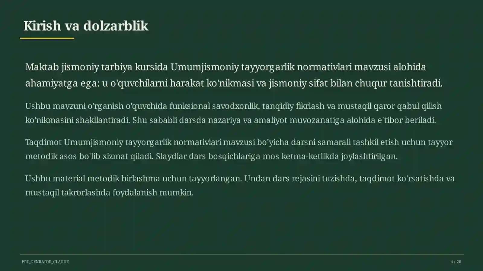 Umumjismoniy tayyorgarlik normativlari (10-sinf) 4