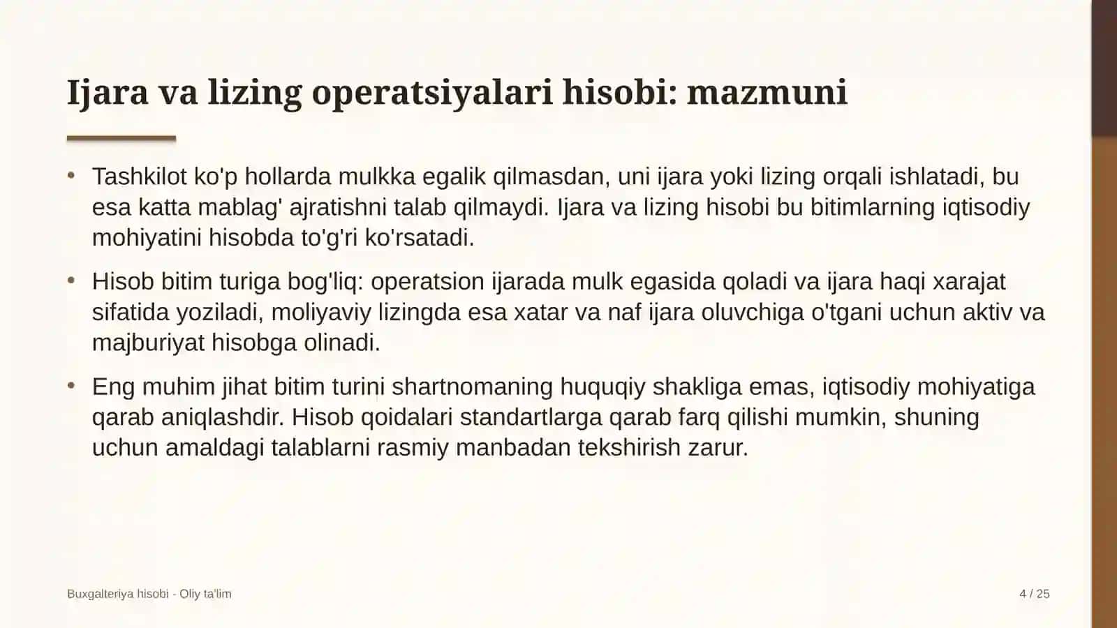 Chakana savdoda ijara va lizing operatsiyalari hisobi 4