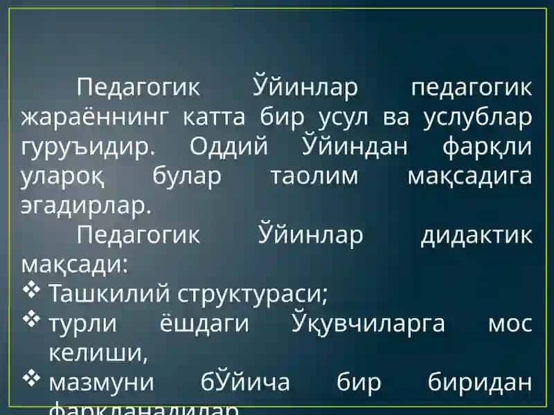 Modellashtirish va o'yinli texnologiya 4