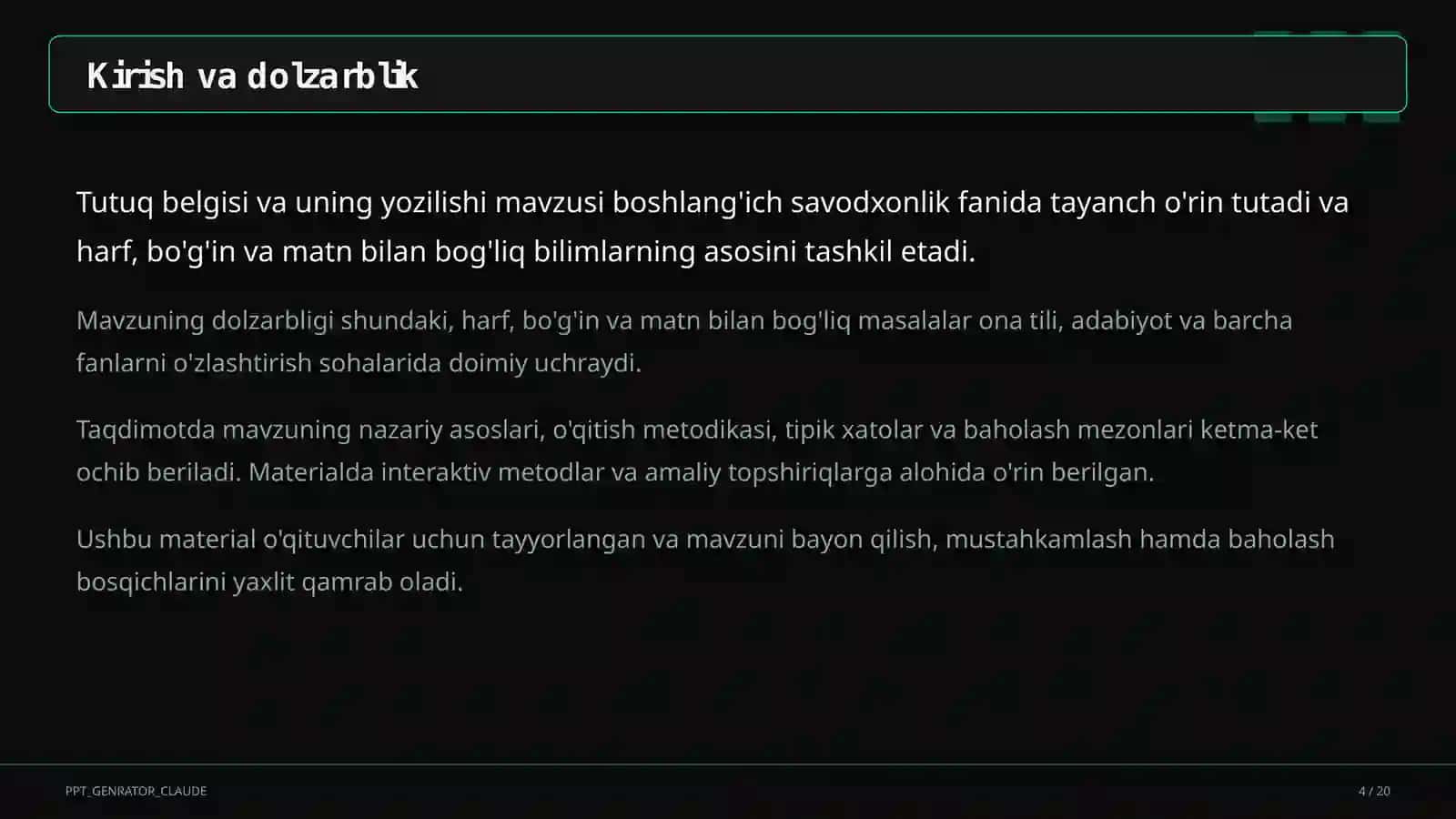 Tutuq belgisi va uning yozilishi (2-sinf) 4