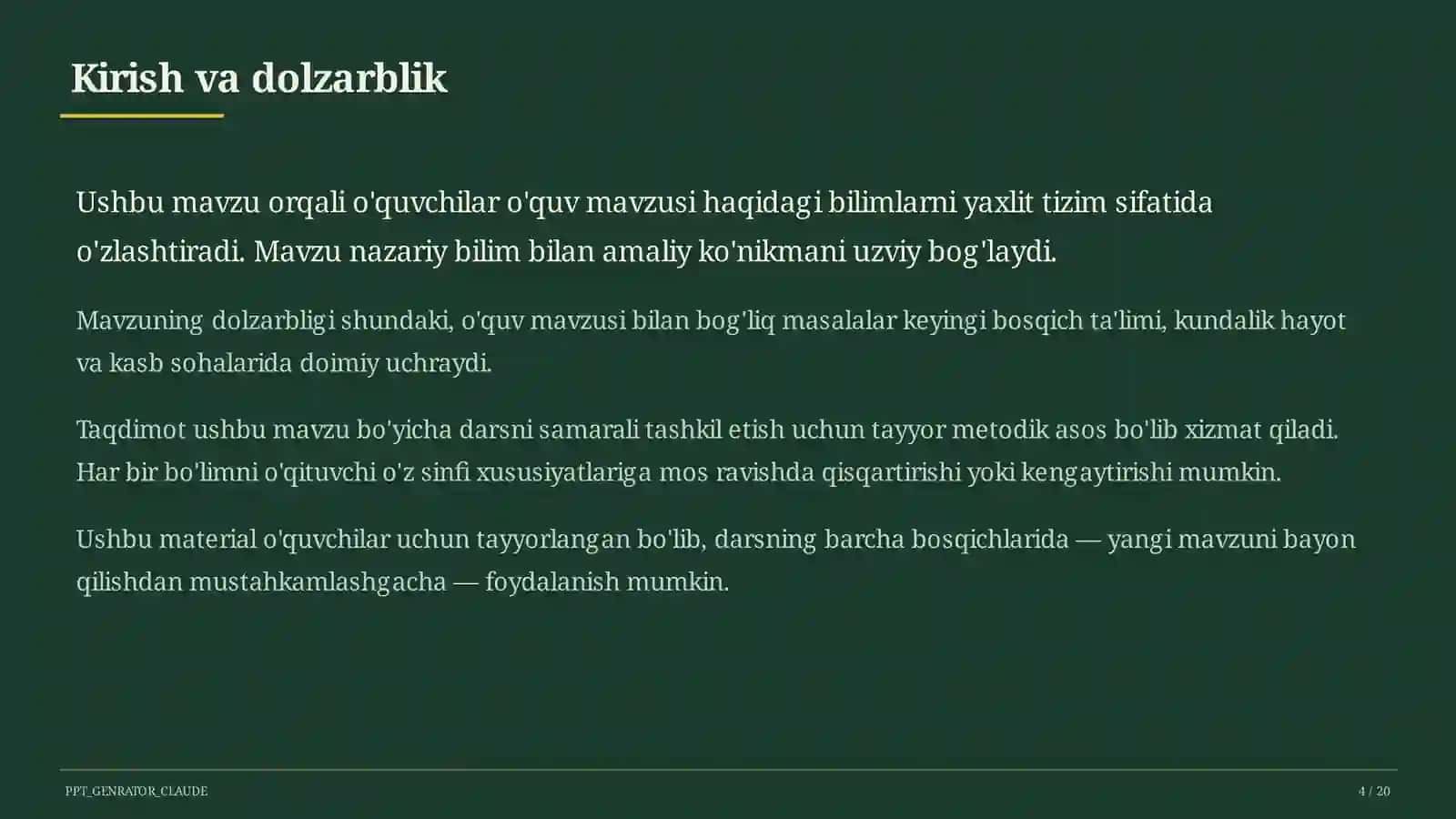 Dolzarb mavzular — maktab va o'qituvchilar 4