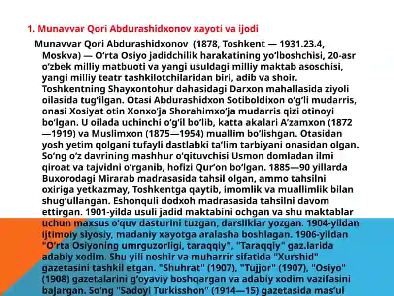 Munavvar QoriAbdurashidxonovasarlarida o’qituvchilarning pedagogik mahoratlarini shakillantrish masalalari 4