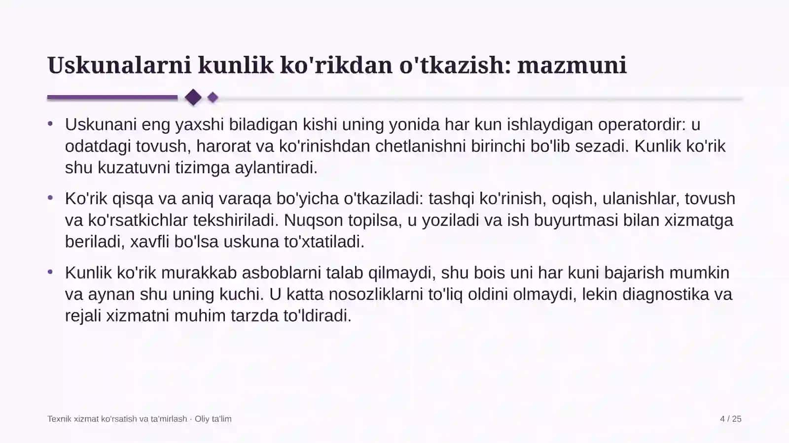 geologiya qidiruv ishlarida uskunalarni kunlik ko'rikdan o'tkazish 5114 4