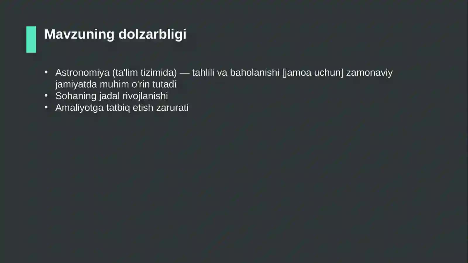 Astronomiya (ta'lim tizimida) — tahlili va baholanishi [jamoa uchun] 4