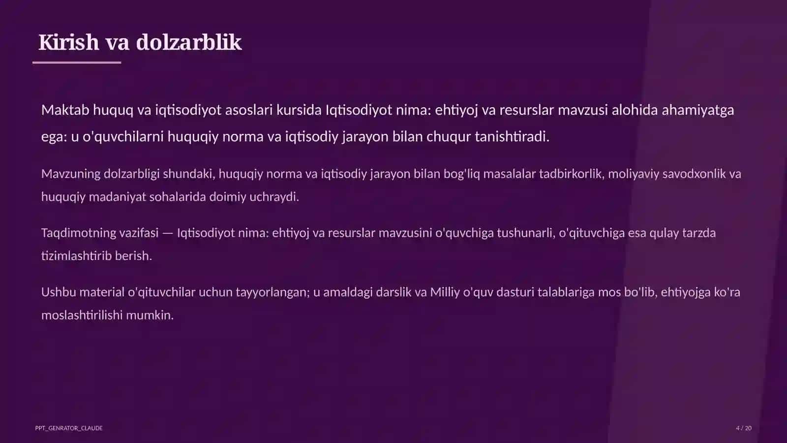 Iqtisodiyot nima: ehtiyoj va resurslar (9-sinf) 4