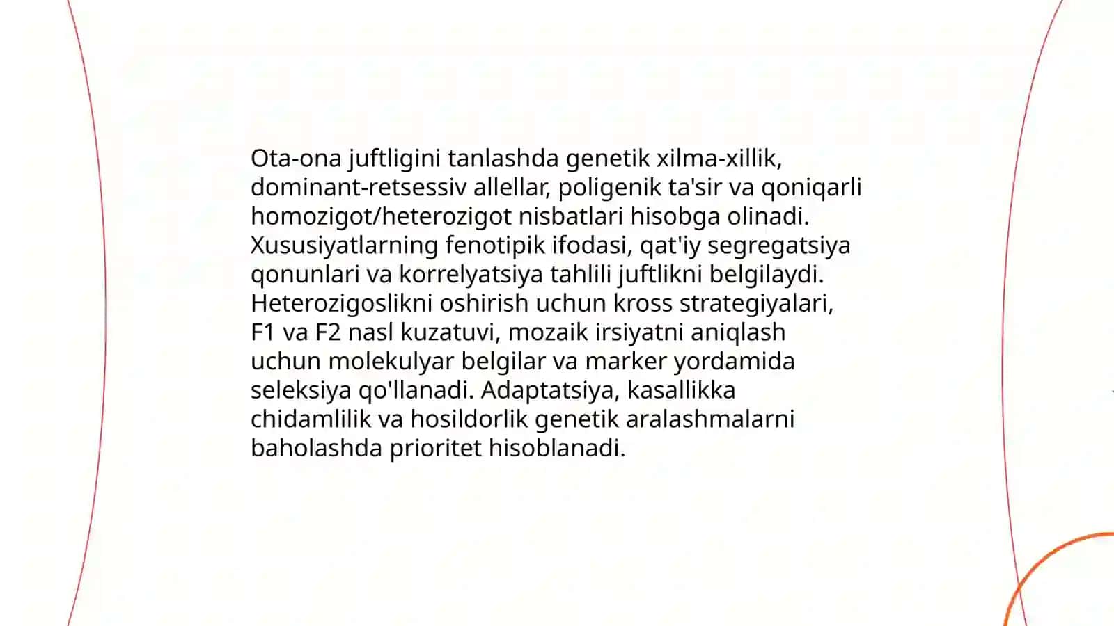 Meva-sabzavot ekinlari seleksiyasi va ota ona juftligini tanlash 4