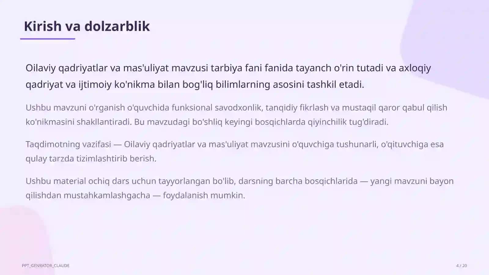 Oilaviy qadriyatlar va mas'uliyat (10-sinf) 4