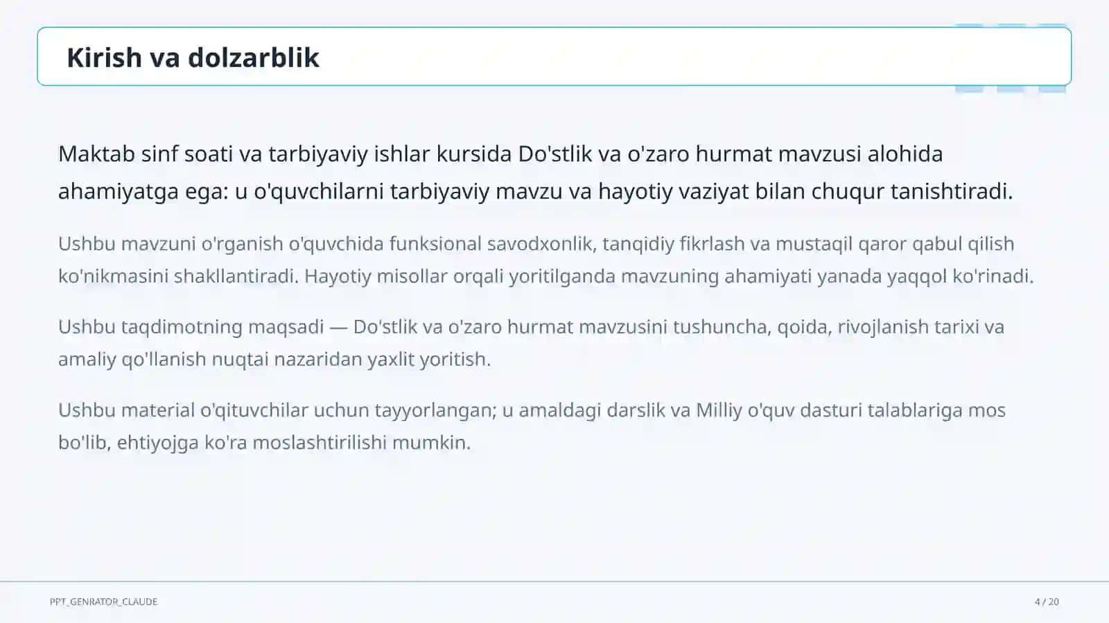 Do'stlik va o'zaro hurmat 4