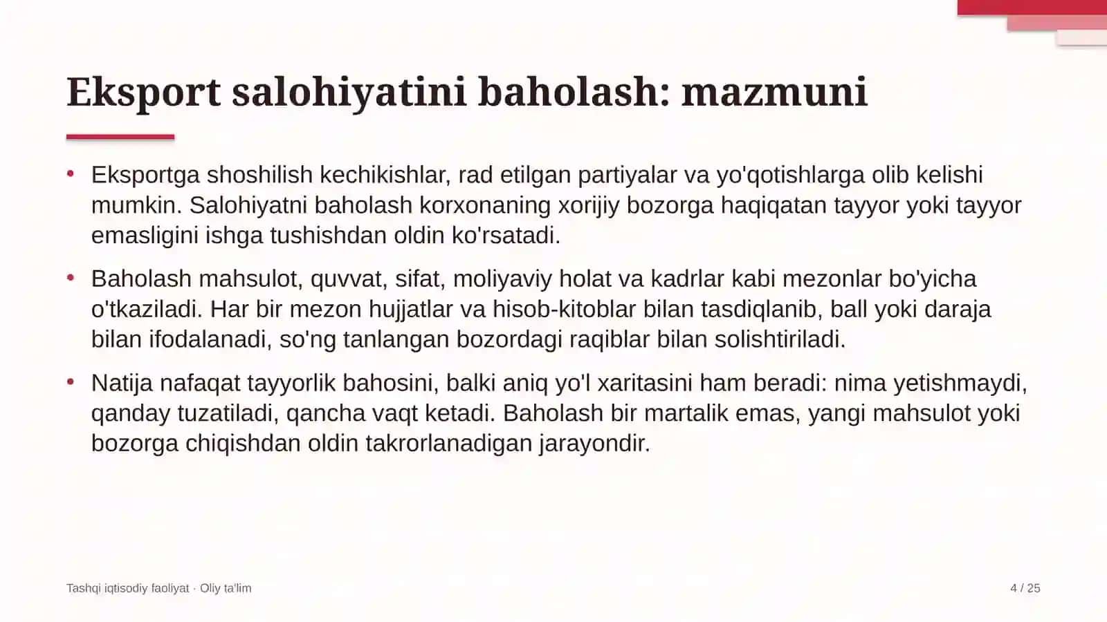 Chorvachilik xo'jaliklarida eksport salohiyatini baholash 4