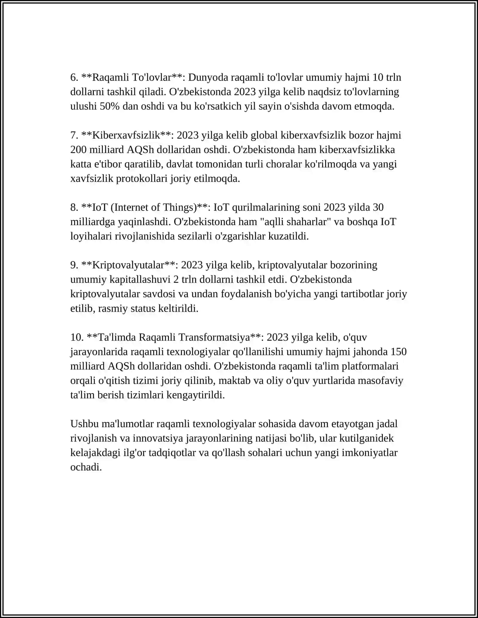 OʻZBEKISTONDA TEXNOLOGIK ISHLAB CHIQARISH TARMOQLARINING RIVOJLANISHI 4