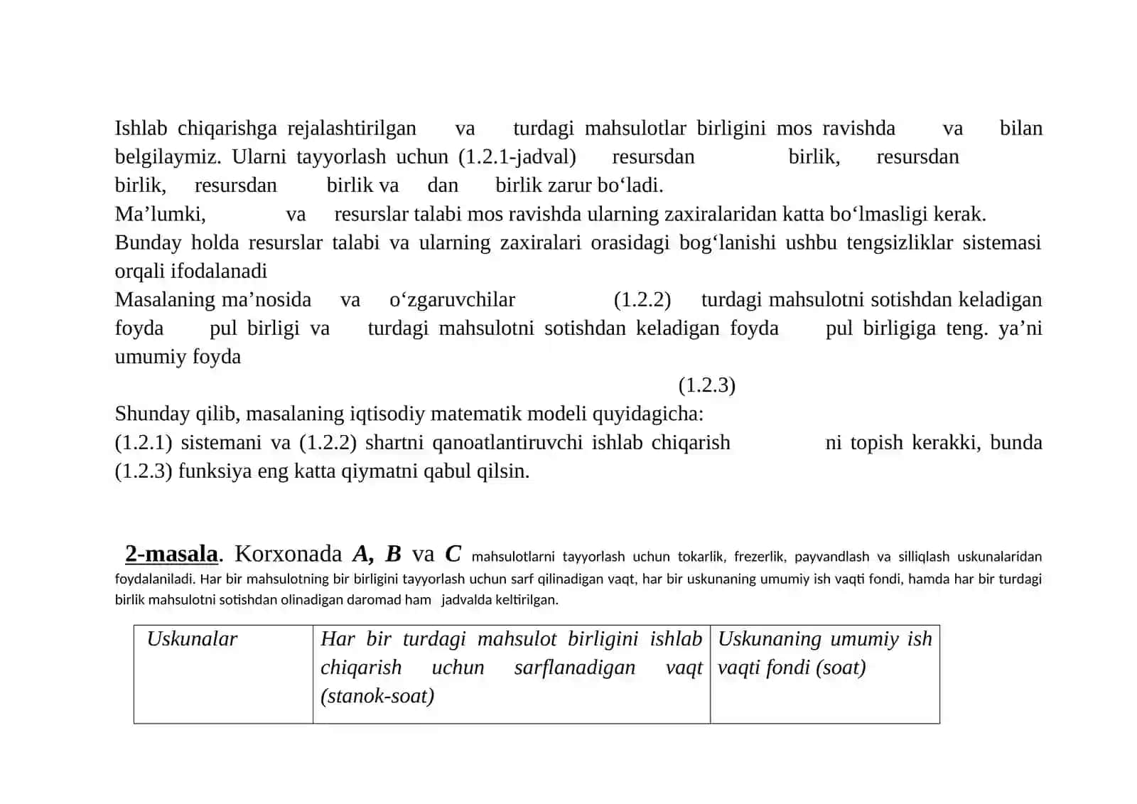 Chiziqli programmalashtirish masalasining qo‘yilishi 4