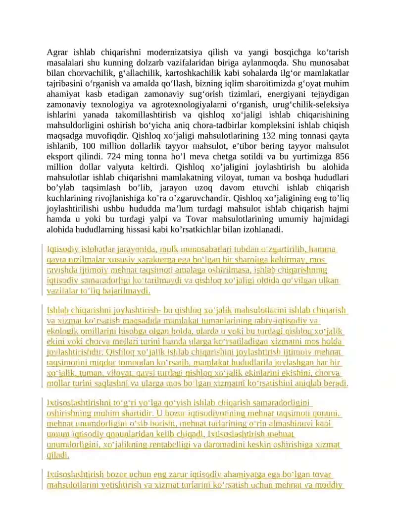 Qishloq xo`jaligi va sanoat sohasidagi o`zgarishlar 4