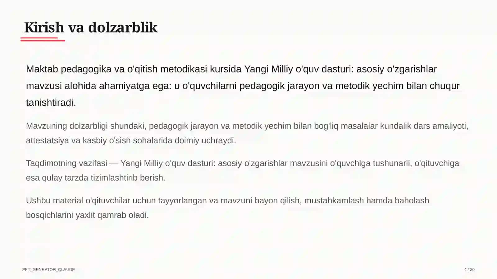 Yangi Milliy o'quv dasturi: asosiy o'zgarishlar 4