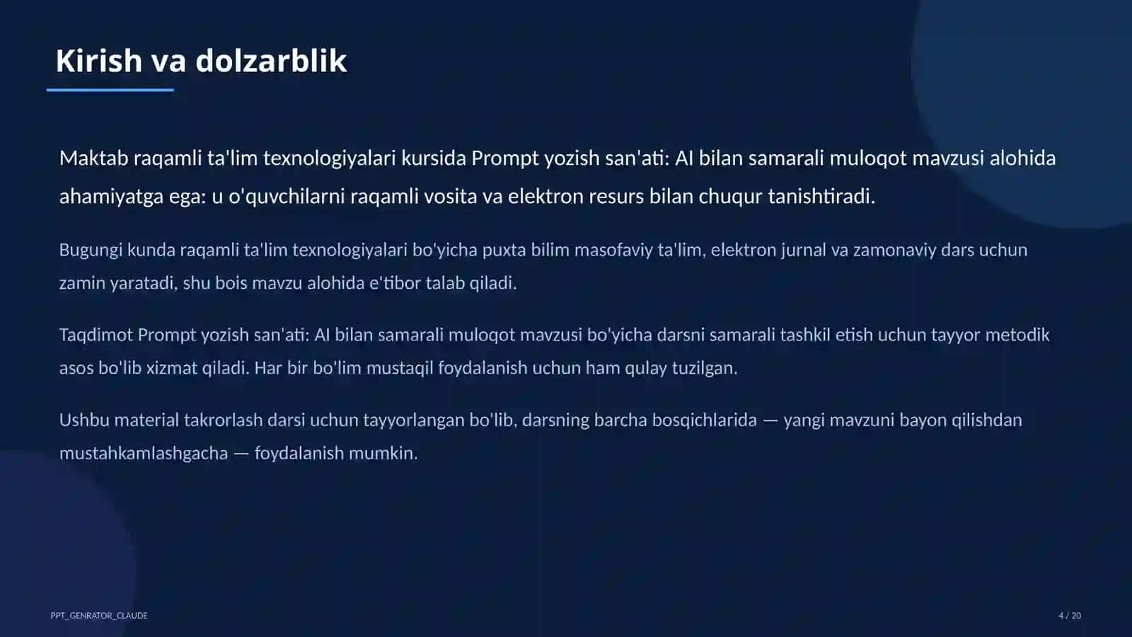 O'qituvchilar uchun raqamli ta'lim texnologiyalari — takrorlash darsi 4