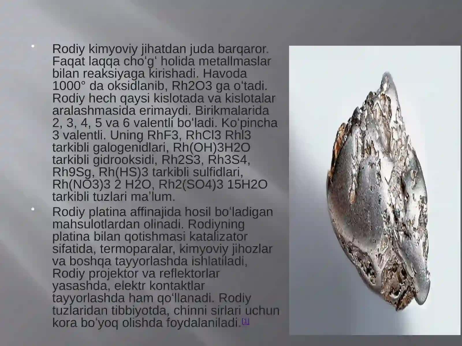 Rodiyning galogenli birikmalar va uning xossalari 4
