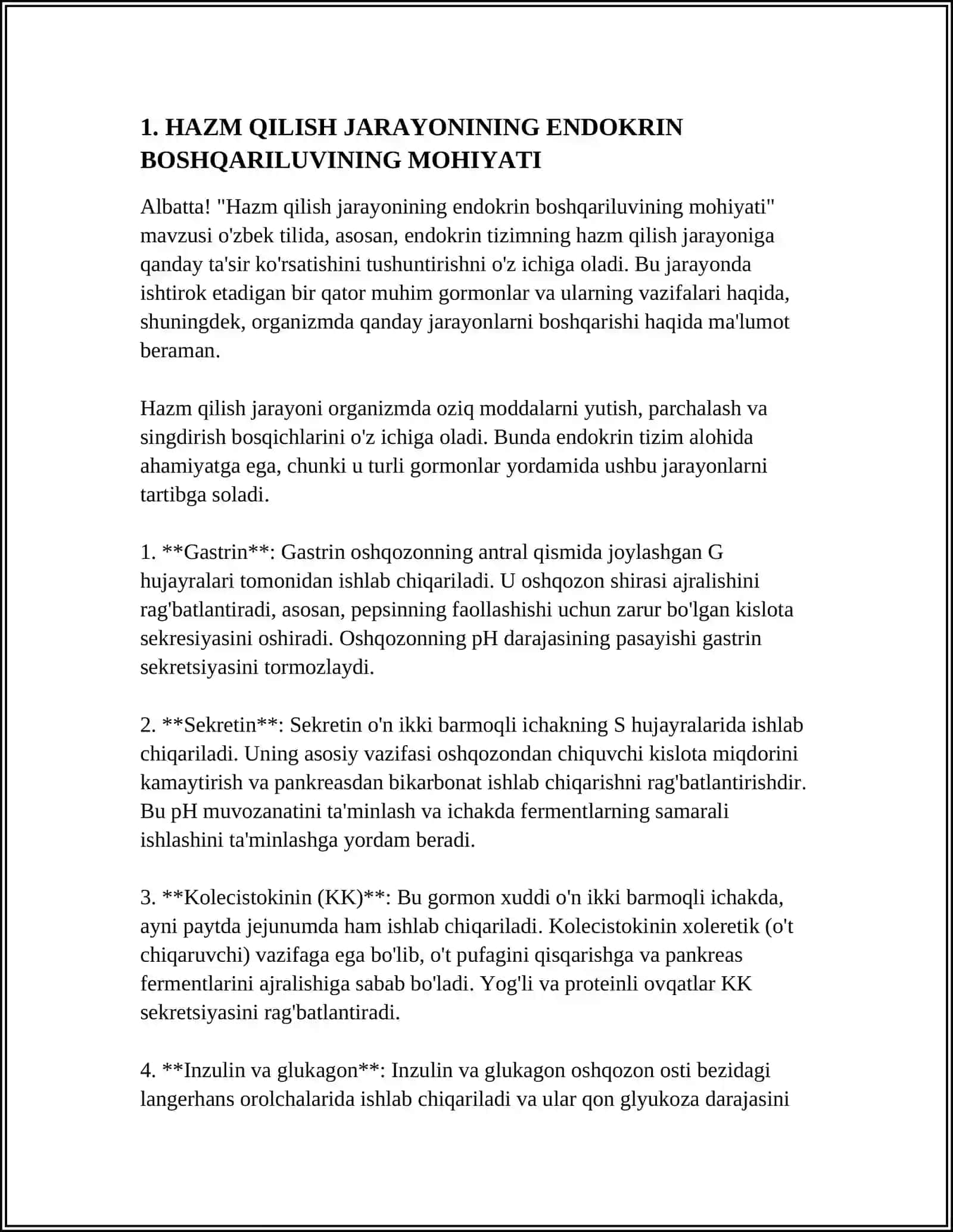 HAZM QILISH JARAYONINING ENDOKRIN BOSHQARILUVI. ME’DA ICHAK NAYINING ENDOKRIN HUJAYRALARI 4