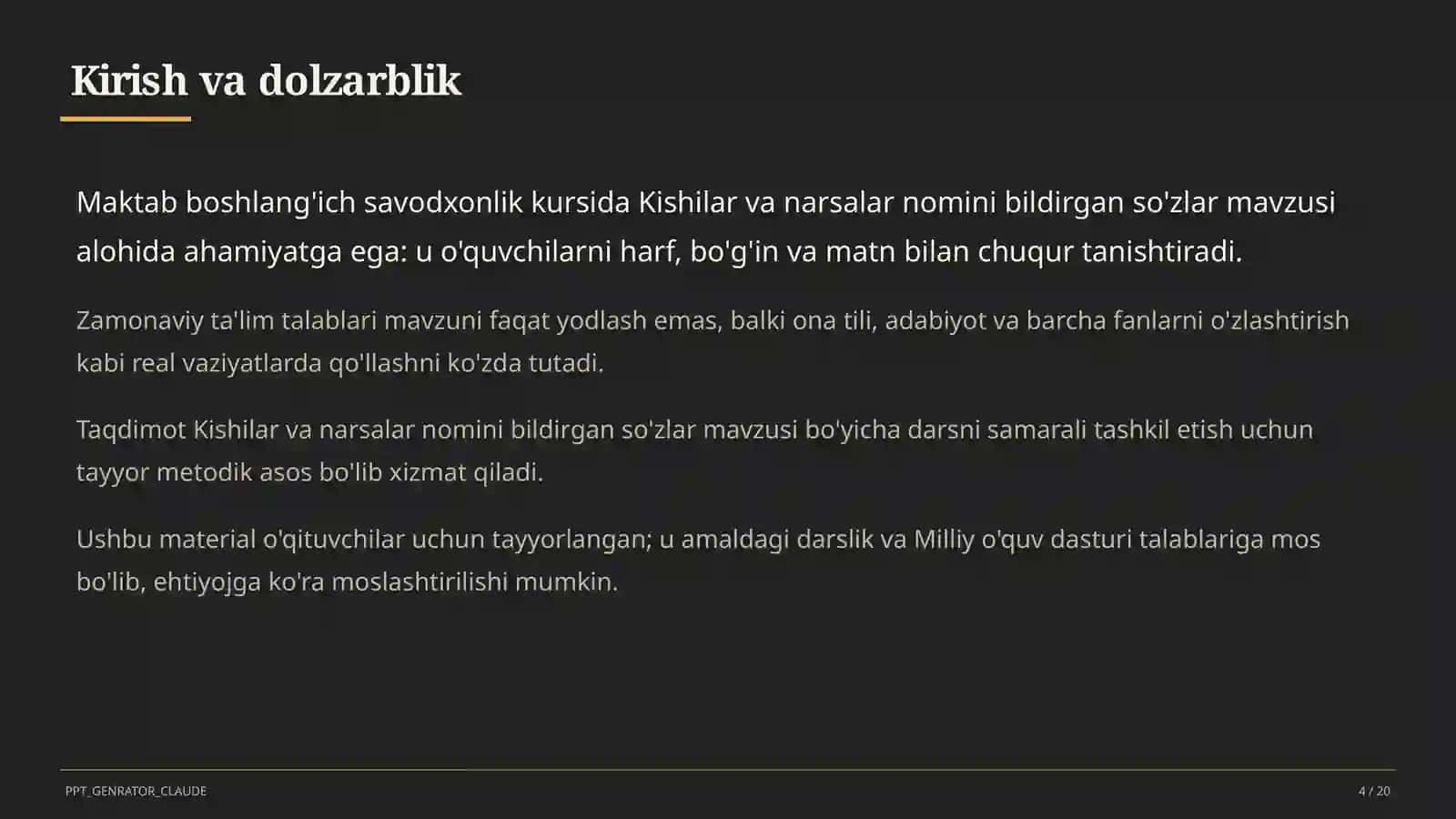 Kishilar va narsalar nomini bildirgan so'zlar (2-sinf) 4