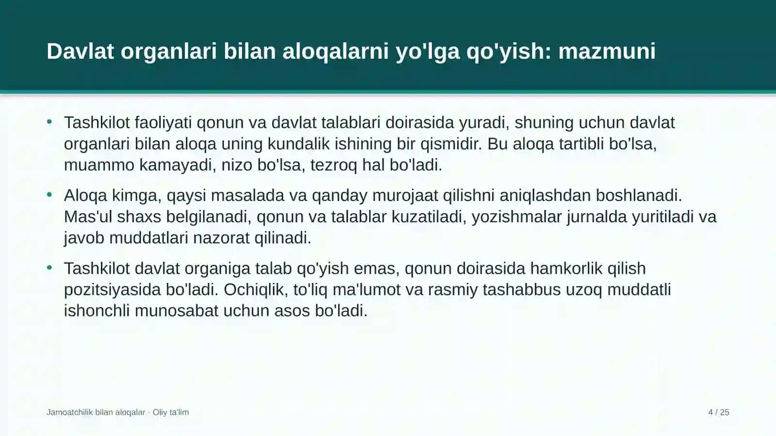 oziq ovqat sanoatida davlat organlari bilan aloqalarni yo'lga qo'yish 3051 4