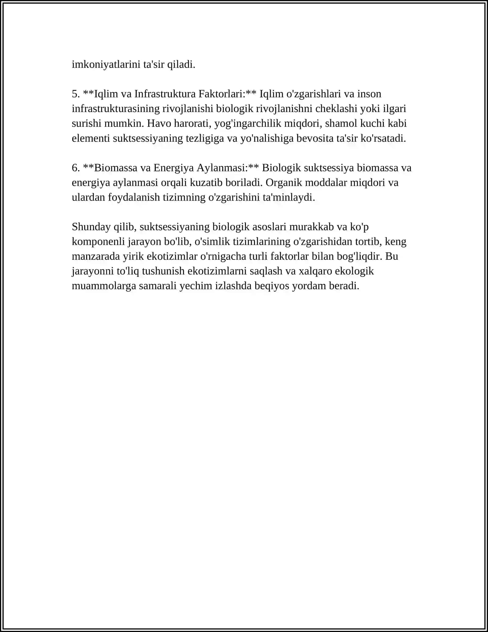 EKOTIZMLARNING OʻZGARISHI. SUKTSESSIYA HODISASI 4