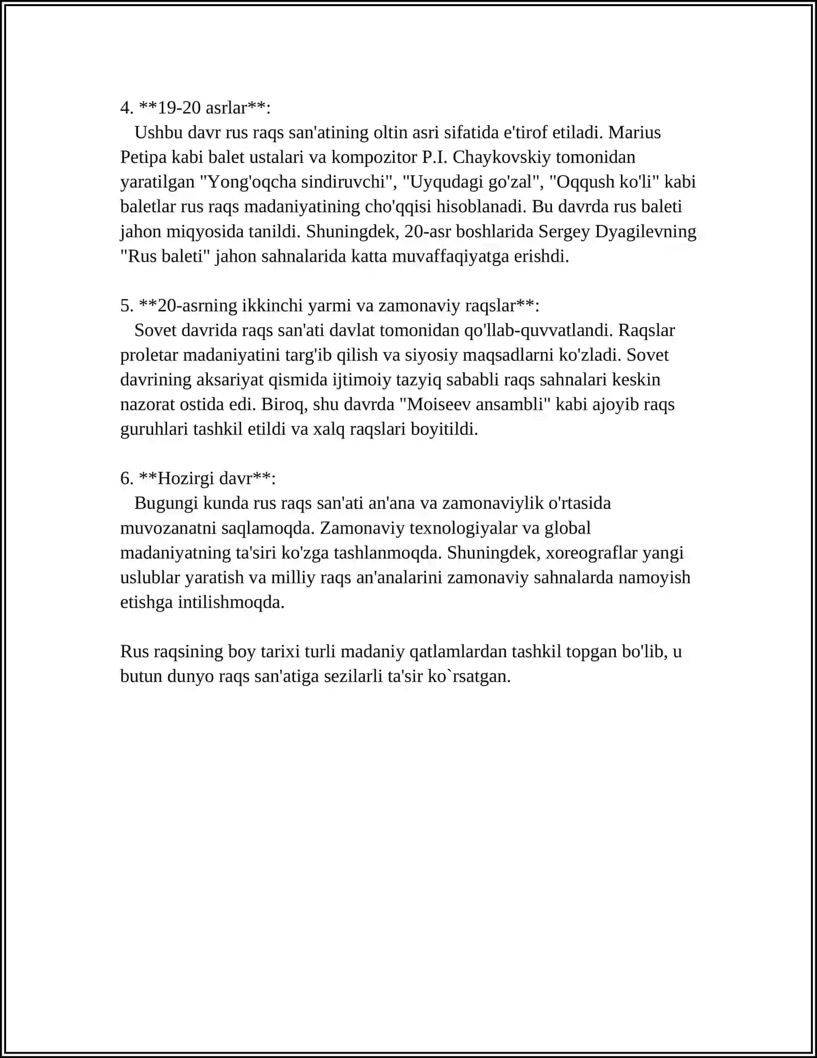 Rus raqsining tarixi 4