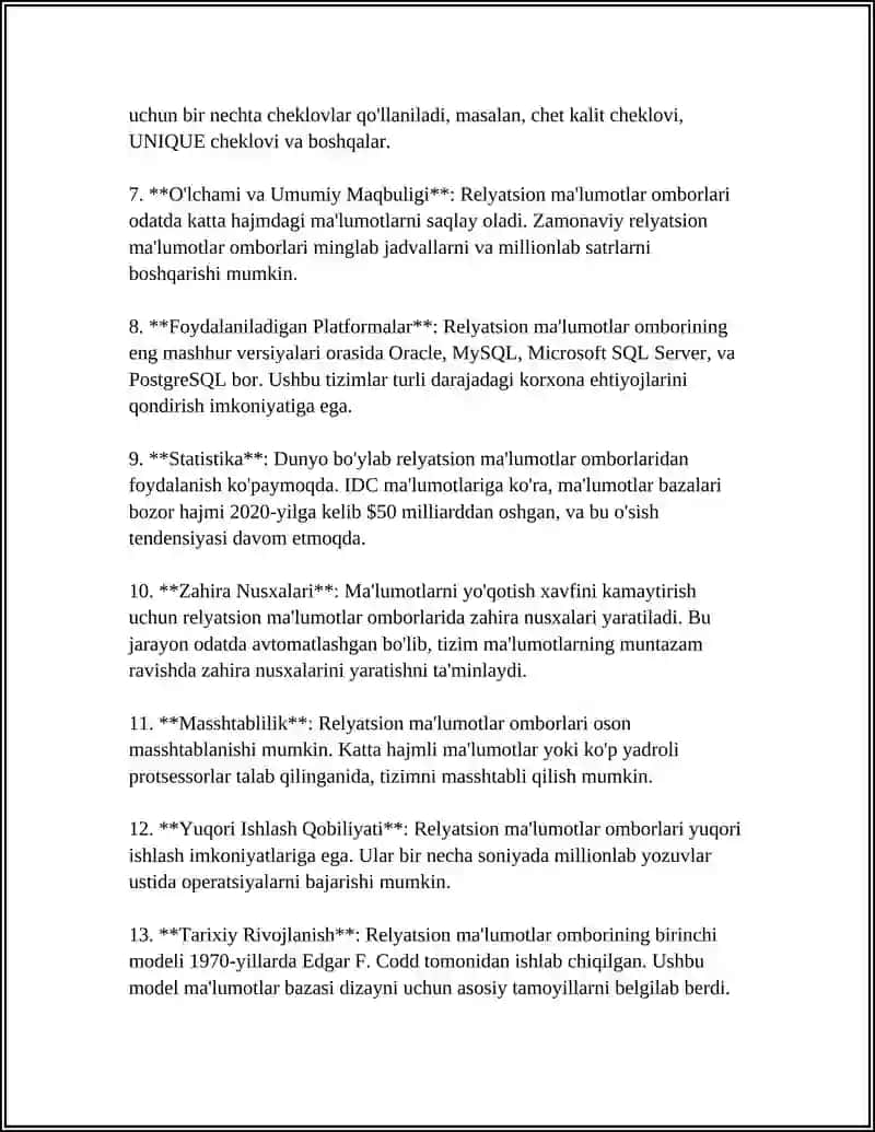 RELYATSION MA'LUMOTLAR OMBORINI DASTURLASH TEXNOLOGIYALARI 4