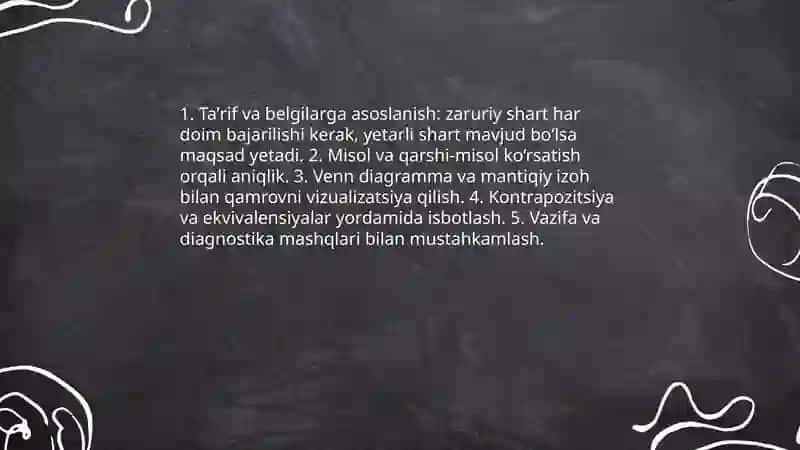 Matematikaning zaruriy va yetarli shartlari. Ularni o'qitish muammolari 4