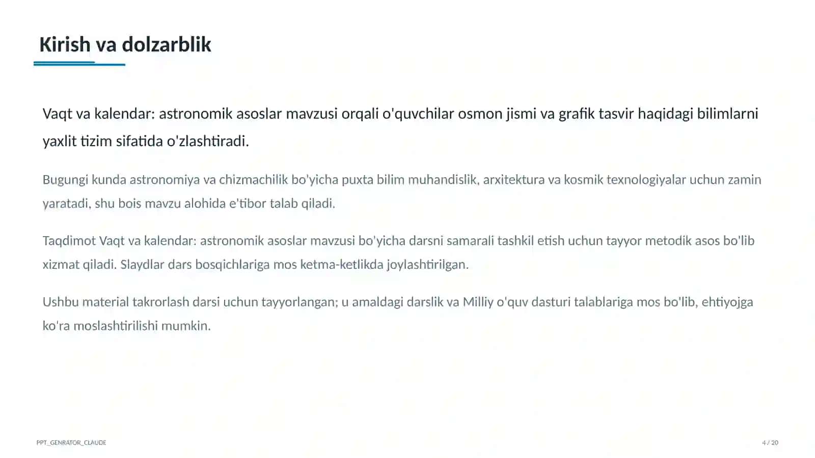 Vaqt va kalendar: astronomik asoslar (10-sinf) 4