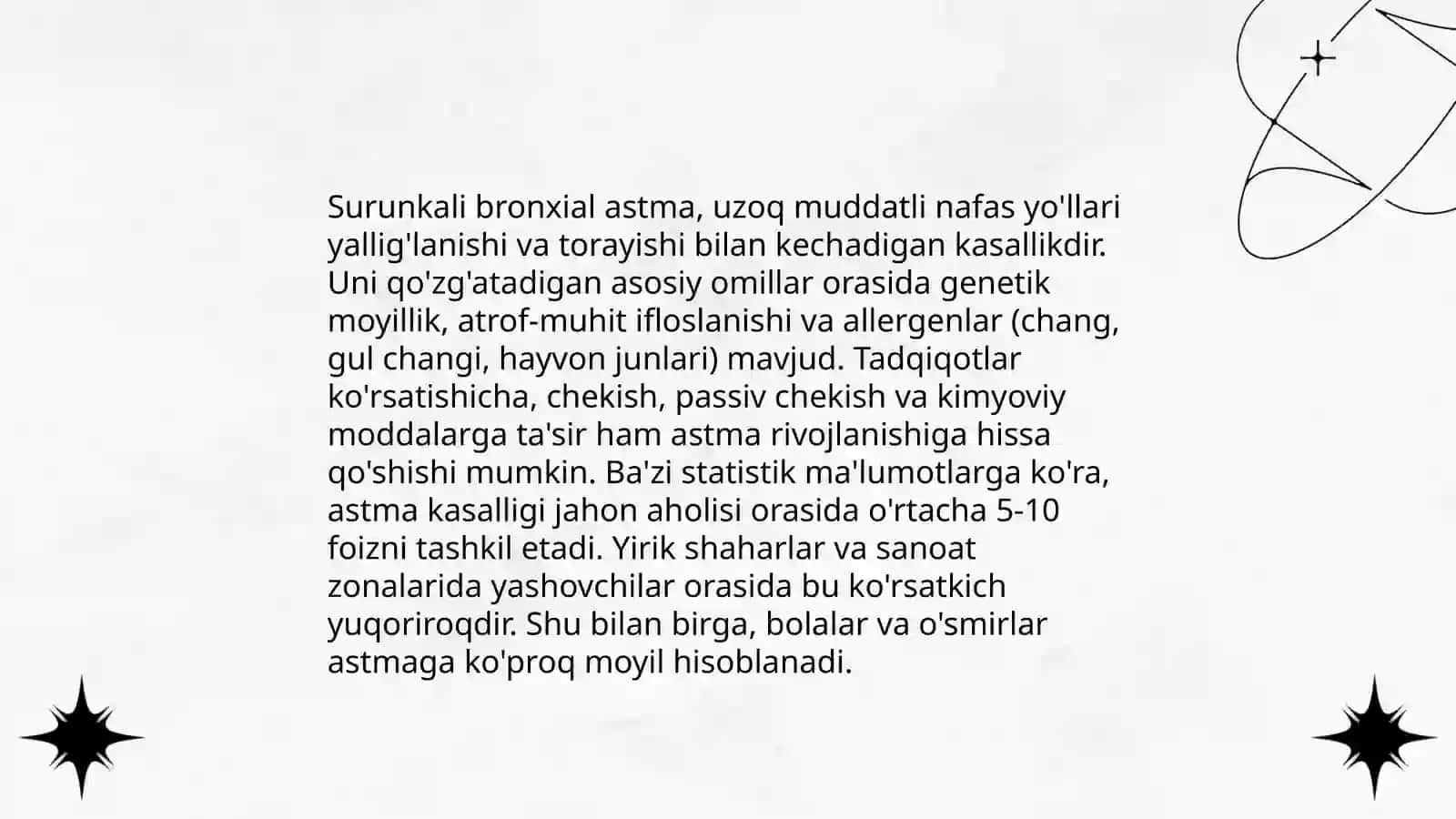 Nafas yo'llari surunkali Bronxial astma 4
