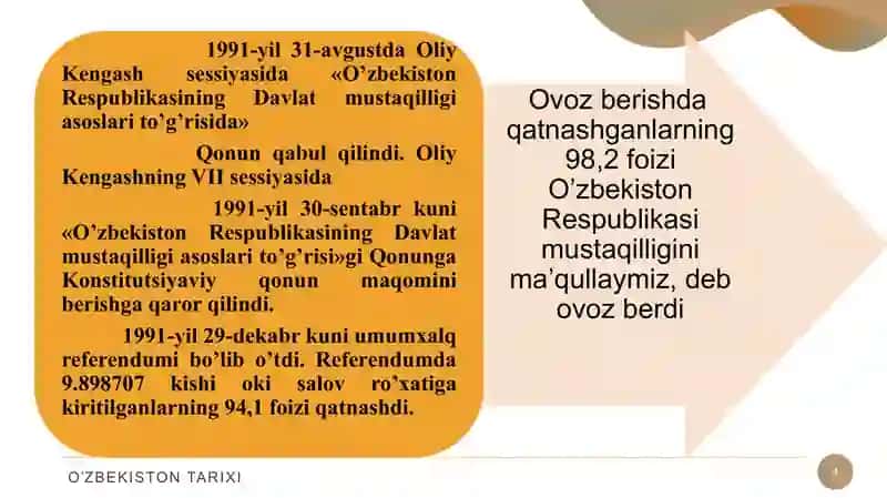 O‘zbekistonda demokratik, fuqorolik jamiyati asoslarining shakllanishi, amalga oshirilgan siyosiy islohotlar 4