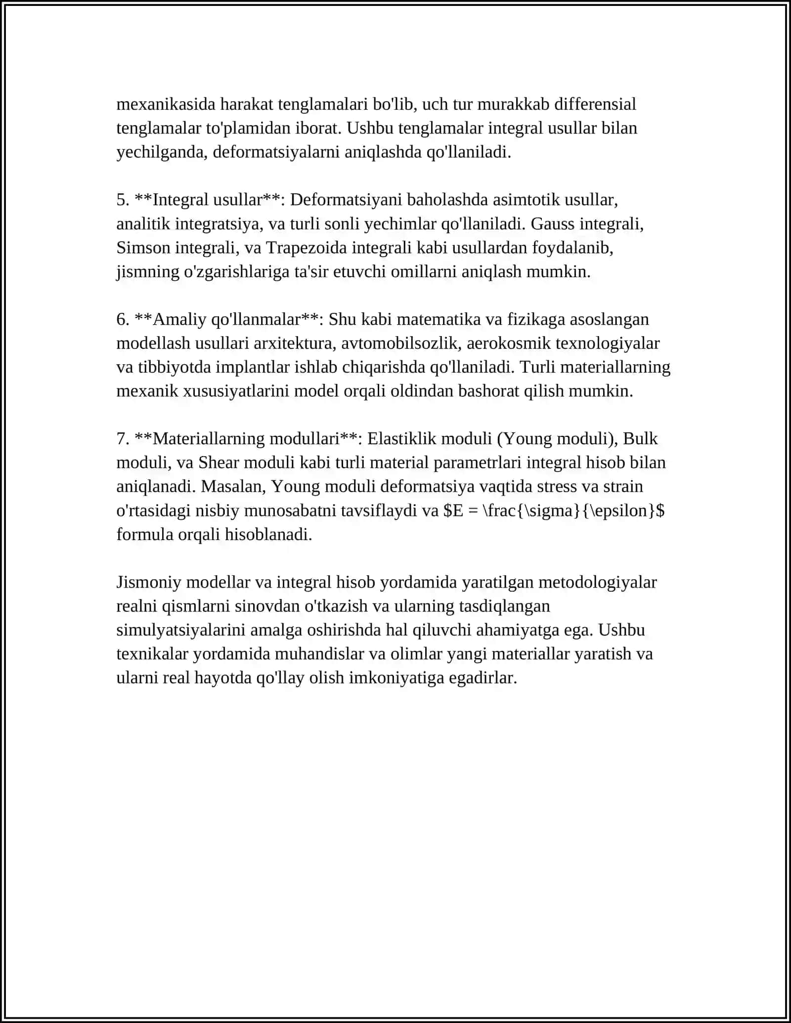 VIDEO OʻYINLARIDA HARAKAT VA OBYEKTLARNI DEFORMATSIYASIDA INTEGRAL HISOB TATBIQLARI 4