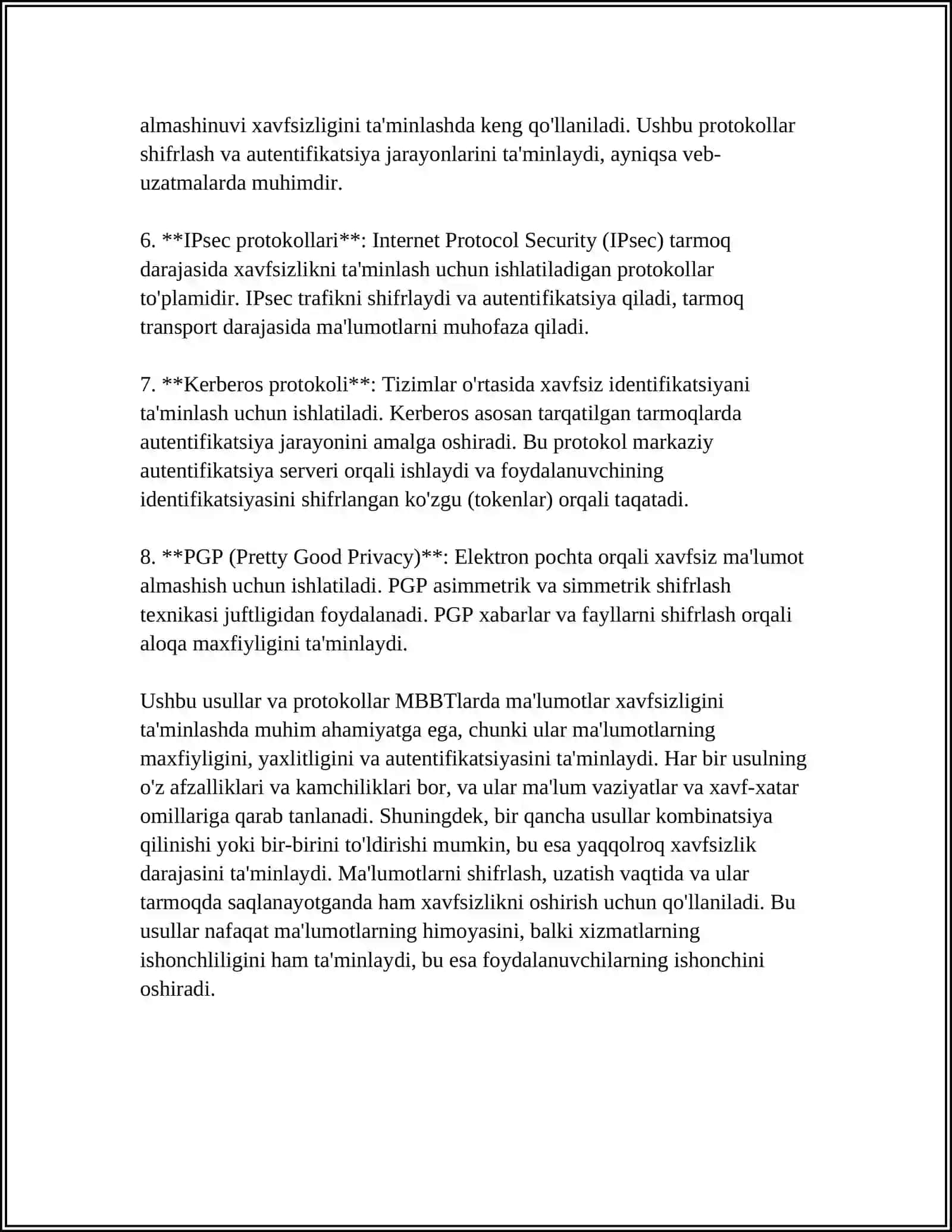 MBBTLARDA MA'TUMOTLAR XAVFIZLIGINI TA'MINLASH USULLARI 4