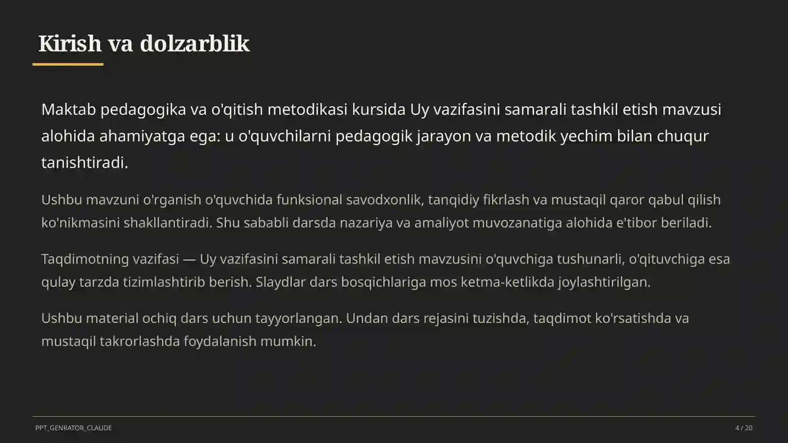 Uy vazifasini samarali tashkil etish 4