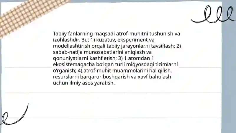 Tabiiy fanlarning maqsadi va vazifalari 4