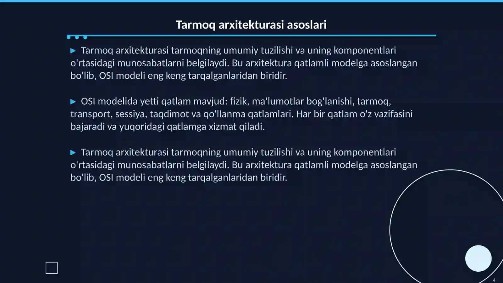 Tarmoq turlari 4