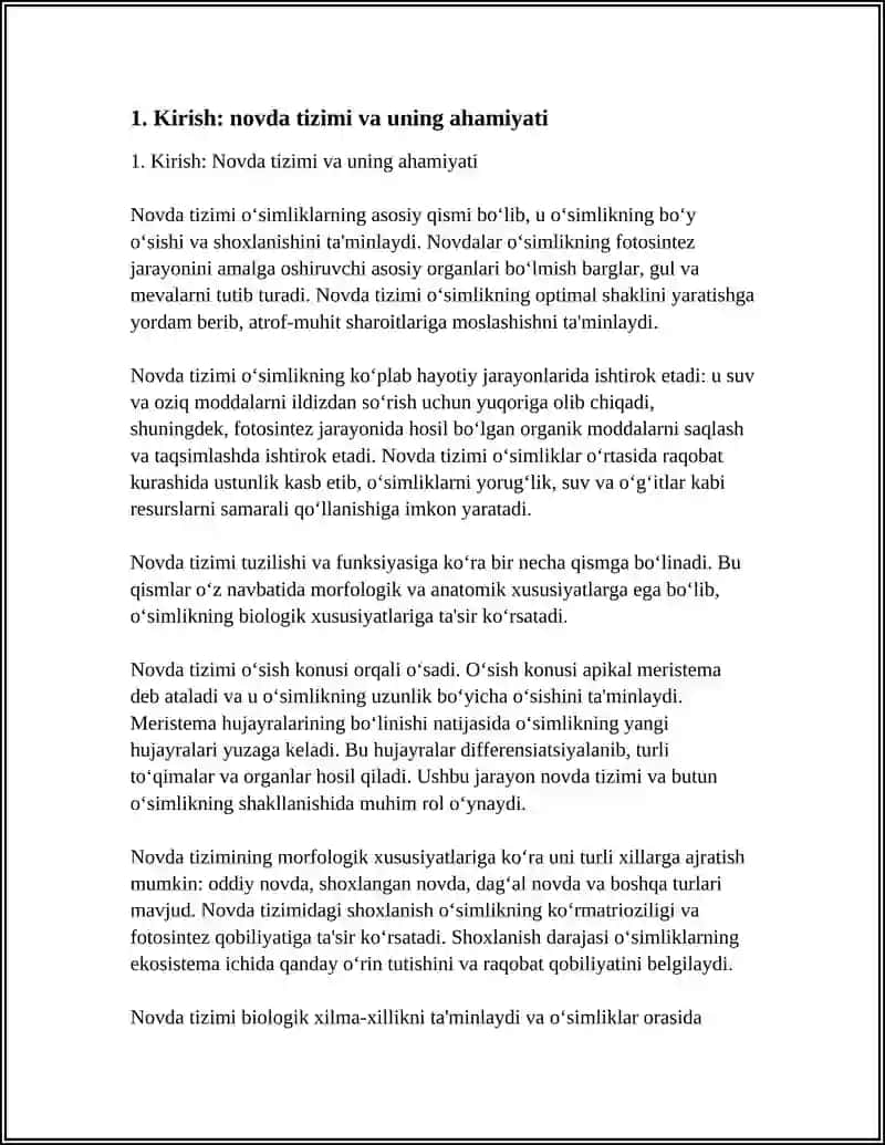 @PIC NOVDA TIZIMI;ANATOMYASI MORFOLOGIYASI VA BIOLOGIK XUSUSYATLARI.NOVDA MODIKIKATSIYALARINI(TIKAN,MO'YLOV,ILDIZPOYA)ANIQLASH TAVSIF HOLDA TAQDIMOT TAYORLASH 4