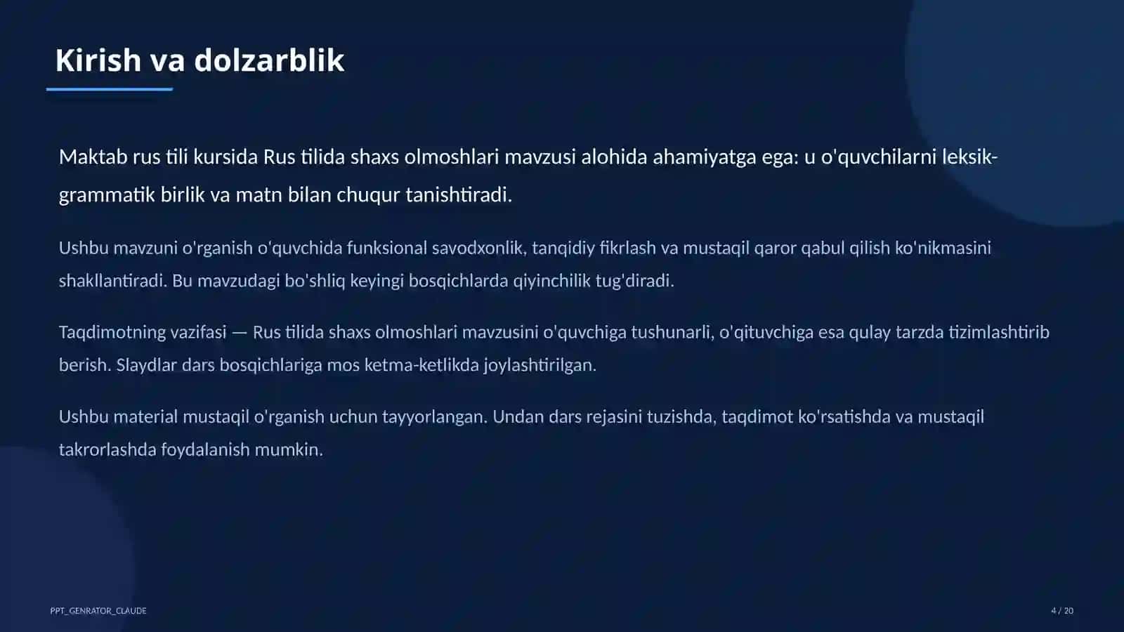 Rus tilida shaxs olmoshlari (5-sinf) 4