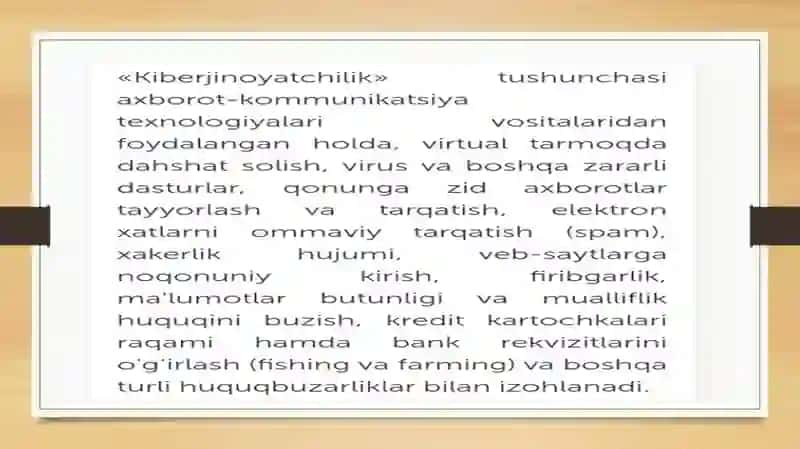 Kiber jinoyatchilik tushunchasi. Miliy kiberxavfsizlik va axborot xavfsizlik strategiyalari 4