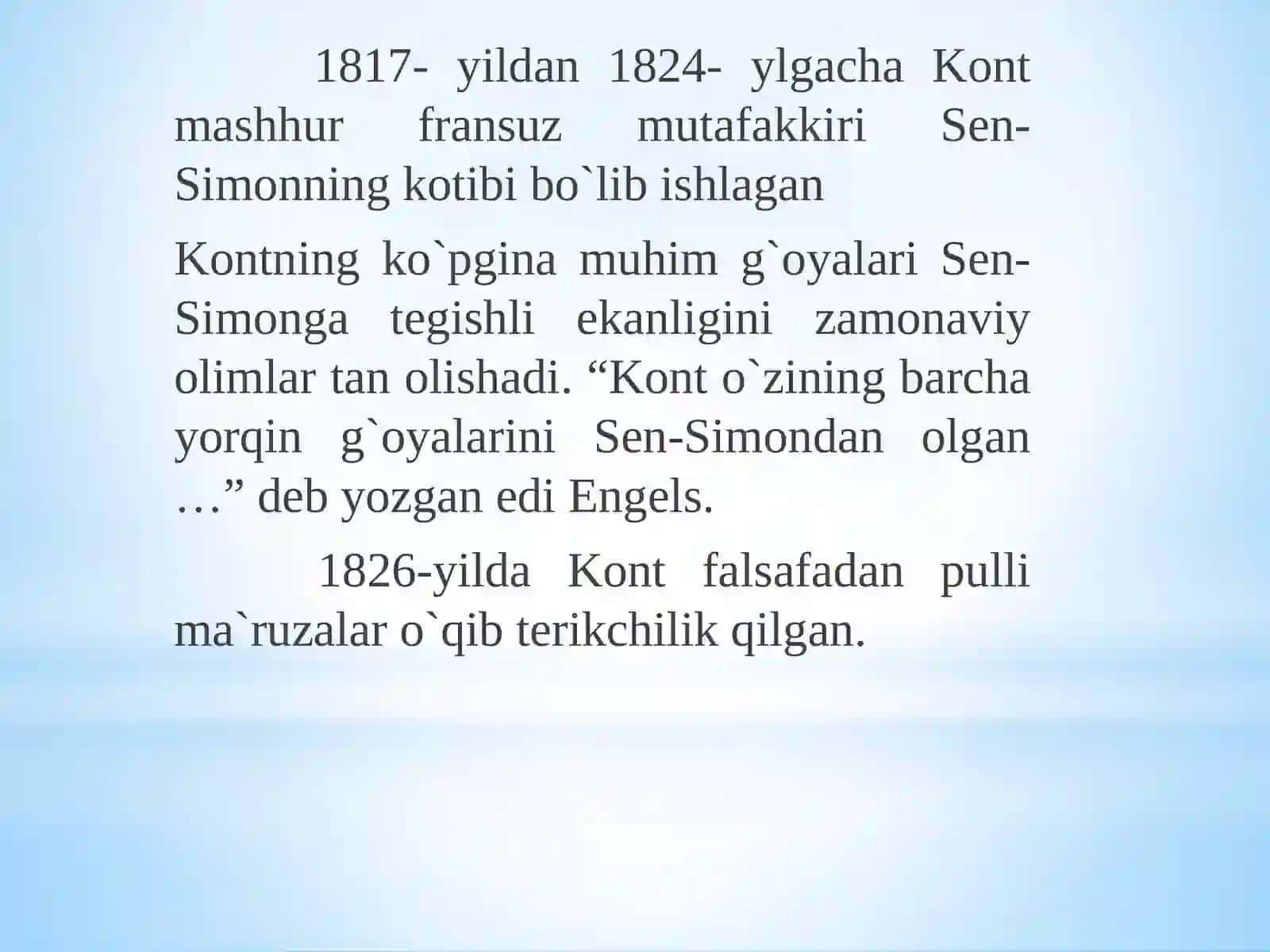 Ogyust Kontning  “Pozitiv falsafa kursi” asari 4
