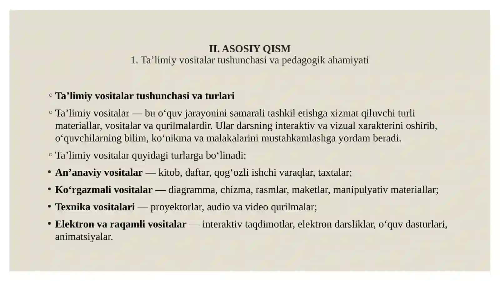 Taʼlimiy vositalar.Oʻquv texnika vositalari 4