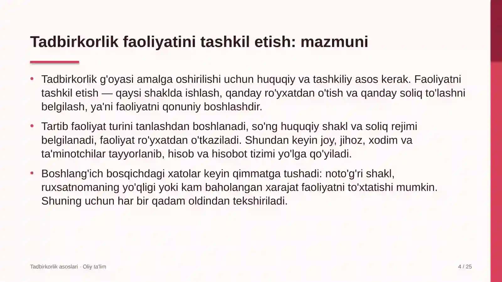 Elektr tarmoqlari korxonalarida tadbirkorlik faoliyatini tashkil etish 4