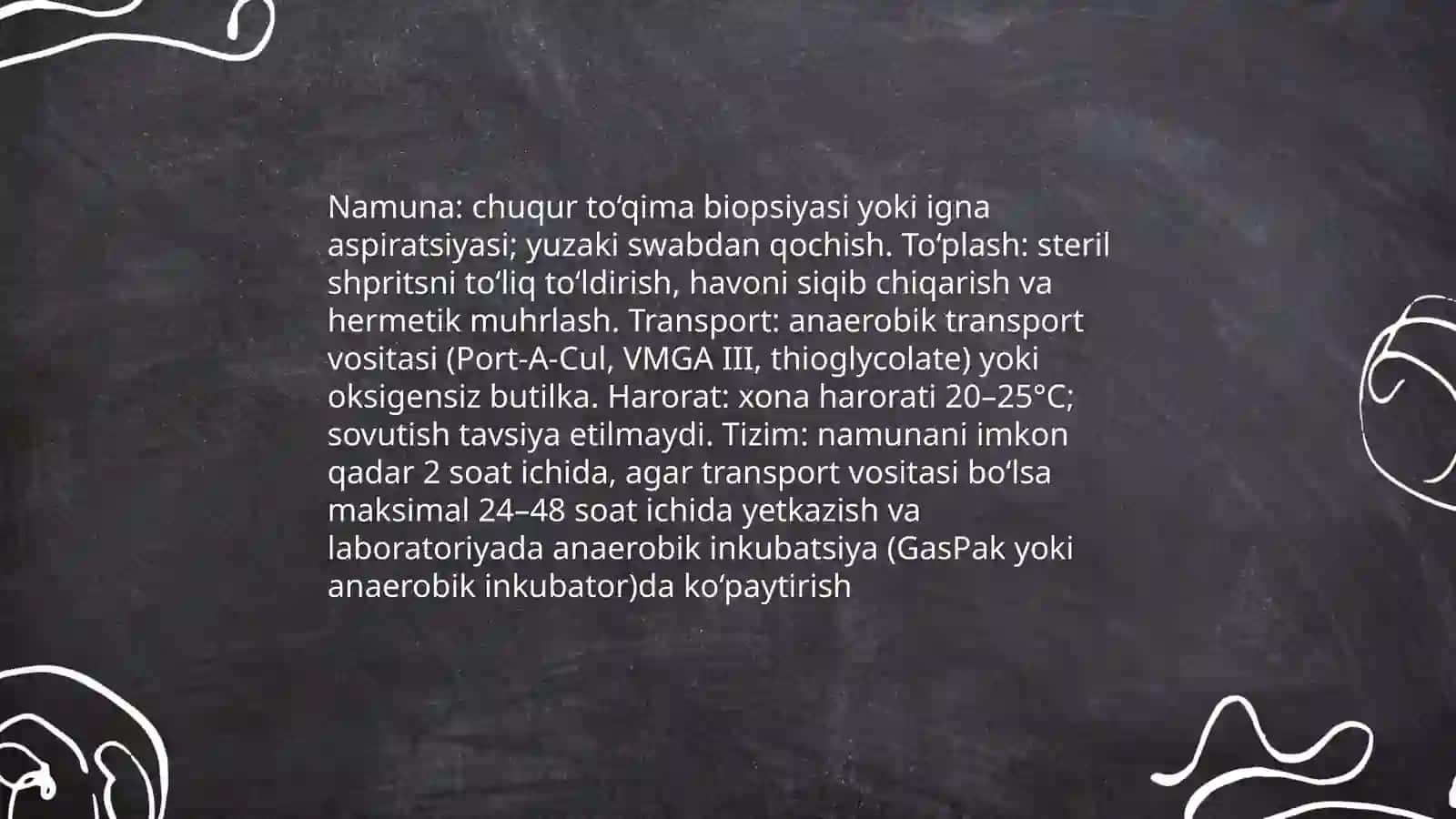 Jarohat infeksiyasi gazli gangrena va qoqshol qoʻzgʻatuvchisining labarator tekshiruvi 4