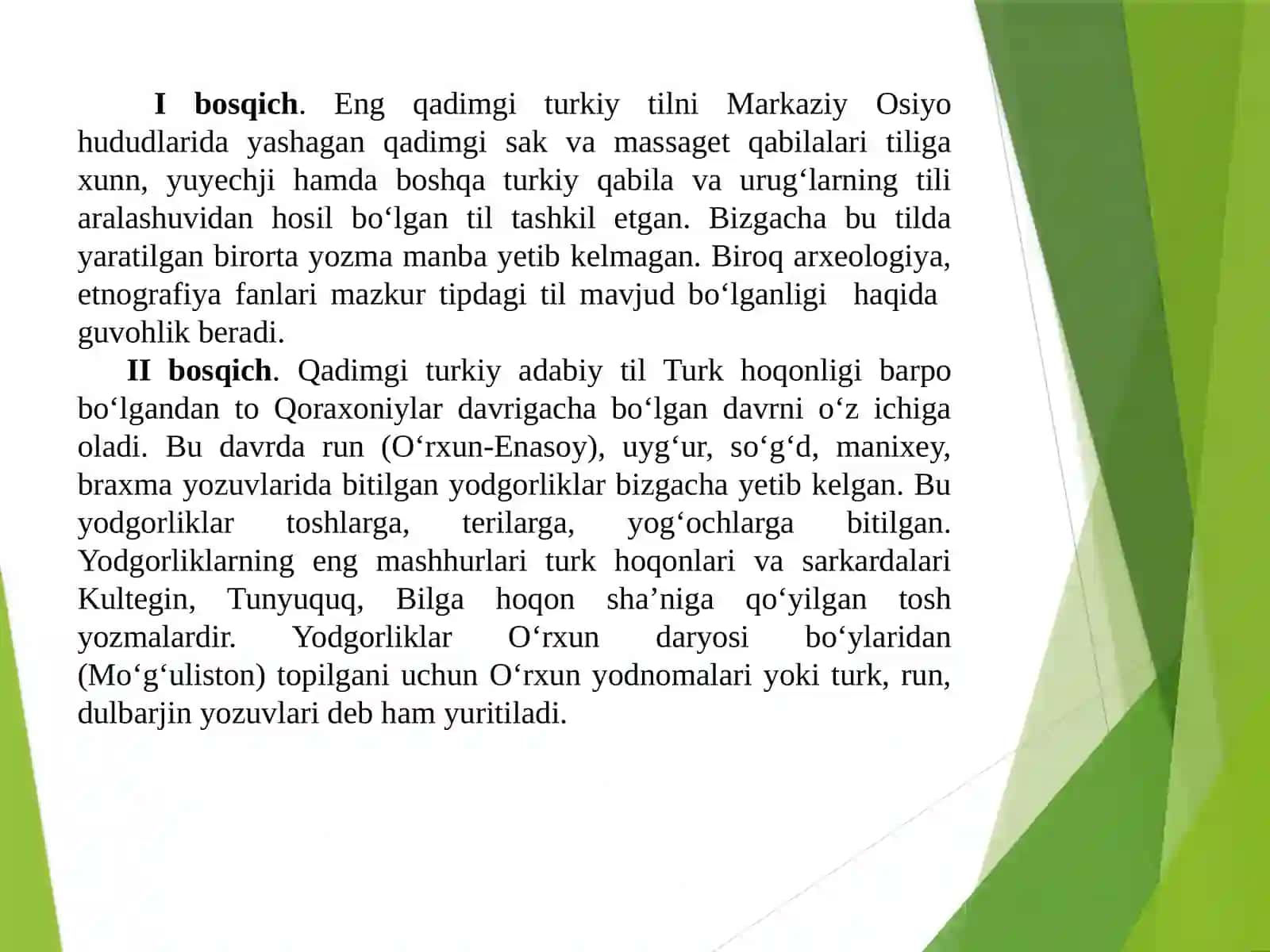 O’zbek tilining taraqqiyot bosqichlari. 4